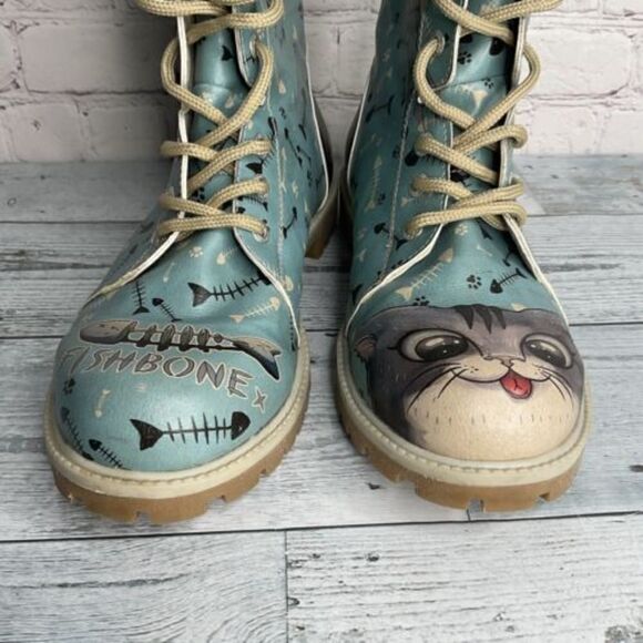 Blue Fishbone Lover Womens Boots‎ DOGO Vegan boots size 40 US 9 - Picture 10 of 13
